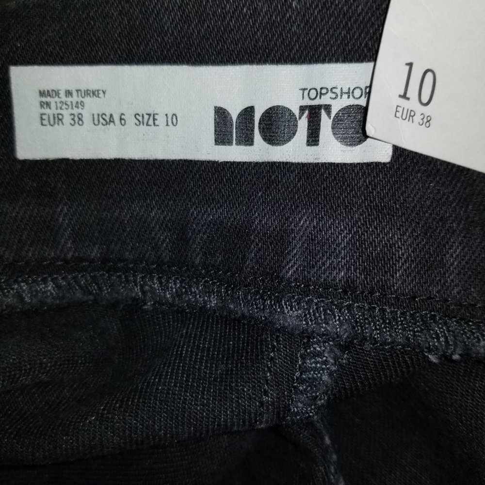 Topshop Moto Raw Hem Mini Skirt Fade Black 6 - NEW - Picture 5 of 7
